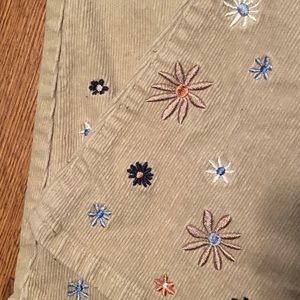 forever21 Corduroy flair pants, flower embroidery